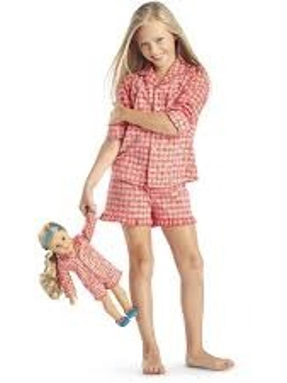 American Girl Tenney's Gingham Girl Pajamas and matching doll set